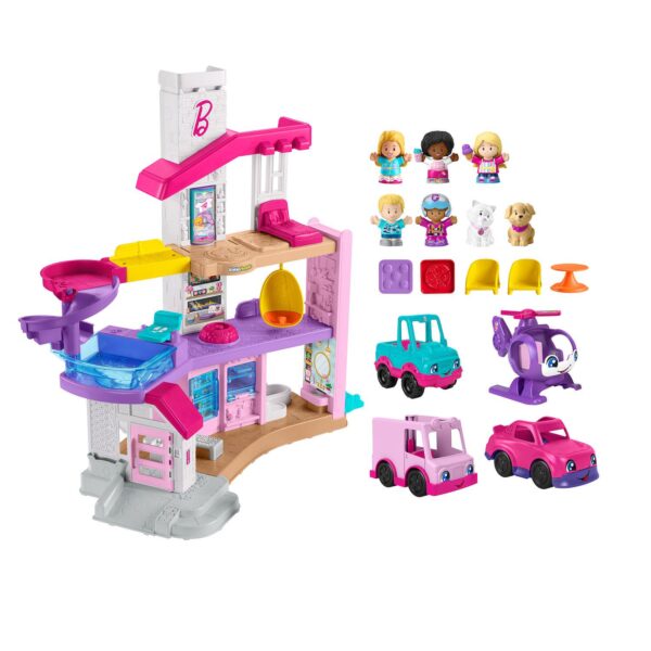 Fisher-Price Little People Barbie Dream House Playset with Vehicles and Figures 12-piece Set