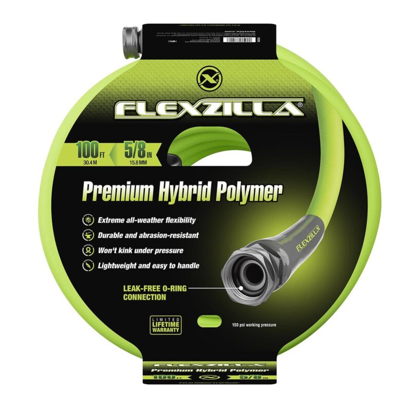 FlexzillaA Garden Hose, Hybrid Polymer, 5/8  x 100', ZillaGreena c
