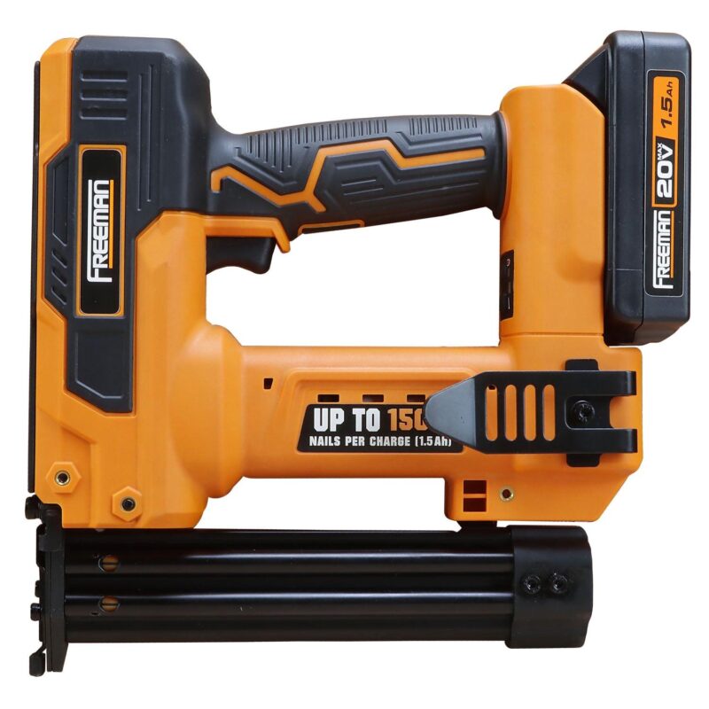 Freeman PE20VBR9032 20 Volt Cordless 2-in-1 18-Gauge 1-1/4  Nailer / Stapler Kit with Lithium Ion Battery, Charger, and Fasteners (400 Count) a 1500 Shots per Charge - Image 3