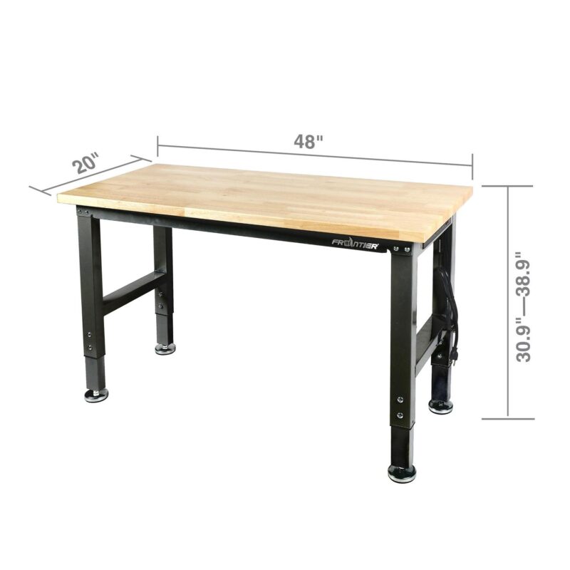 Frontier 48-inch Heavy-Duty Workbench with Adjustable Height, Wood Worktop, Steel Frame - Image 2