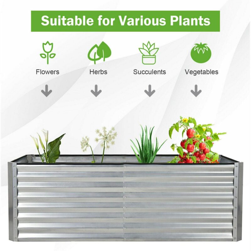 Funcid 6x3x2ft Galvanized Metal Raised Garden Bed for Vegetables, Outdoor Deep Root Raised Planter Box with Metal Stake to Fix, Backyard Patio Planter Raised Beds for Flowers, Herbs, Fruits(2Pack) - Image 5