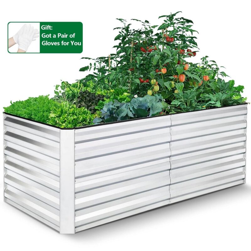 Funcid 6x3x2ft Galvanized Raised Garden Beds Large Metal Garden Beds Galvanized Steel Planter boxes Outdoor for Vegetables Flowers Herbs