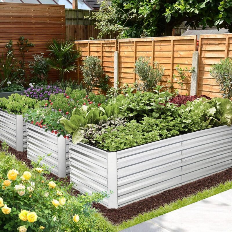 Funcid 6x3x2ft Galvanized Metal Raised Garden Bed for Vegetables, Outdoor Deep Root Raised Planter Box with Metal Stake to Fix, Backyard Patio Planter Raised Beds for Flowers, Herbs, Fruits(2Pack) - Image 3