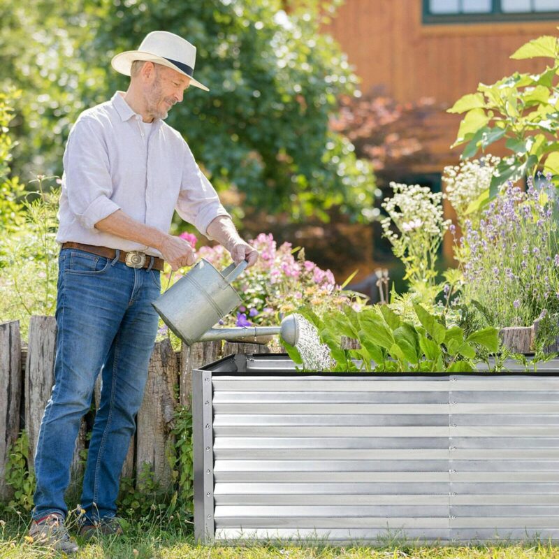 Funcid 6x3x2ft Galvanized Metal Raised Garden Bed for Vegetables, Outdoor Deep Root Raised Planter Box with Metal Stake to Fix, Backyard Patio Planter Raised Beds for Flowers, Herbs, Fruits(2Pack) - Image 7