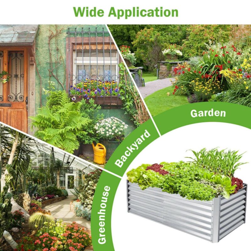 Funcid 6x3x2ft Galvanized Metal Raised Garden Bed for Vegetables, Outdoor Deep Root Raised Planter Box with Metal Stake to Fix, Backyard Patio Planter Raised Beds for Flowers, Herbs, Fruits(2Pack) - Image 9