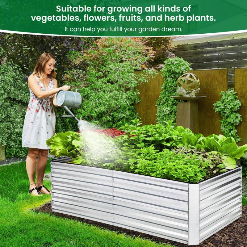 Funcid Galvanized Raised Garden Beds 6ftx3ftx2ft Large Metal Garden Beds Galvanized Steel Planter Box for Vegetables Flowers Herbs - Image 2