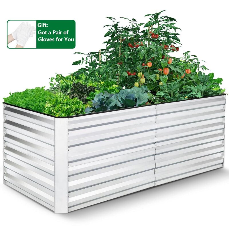 Funcid Galvanized Raised Garden Beds 6ftx3ftx2ft Large Metal Garden Beds Galvanized Steel Planter Box for Vegetables Flowers Herbs - Image 3