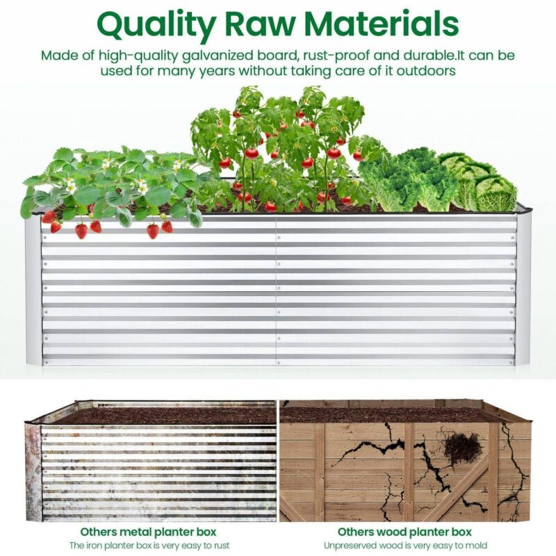 Funcid Galvanized Raised Garden Beds 6ftx3ftx2ft Large Metal Garden Beds Galvanized Steel Planter Box for Vegetables Flowers Herbs - Image 10