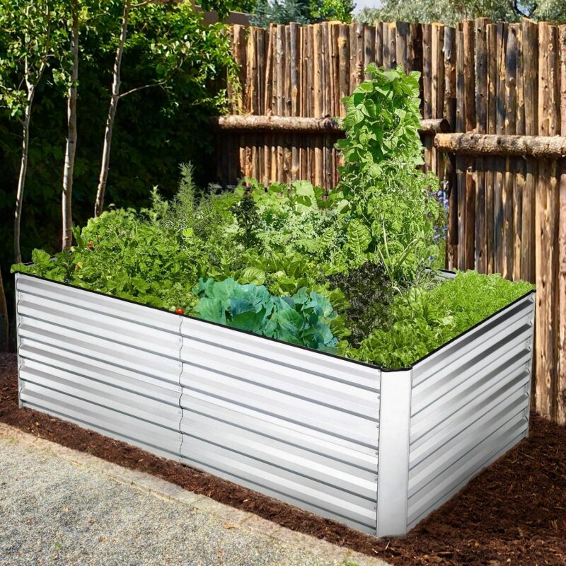 Funcid Galvanized Raised Garden Beds 6ftx3ftx2ft Large Metal Garden Beds Galvanized Steel Planter Box for Vegetables Flowers Herbs - Image 8