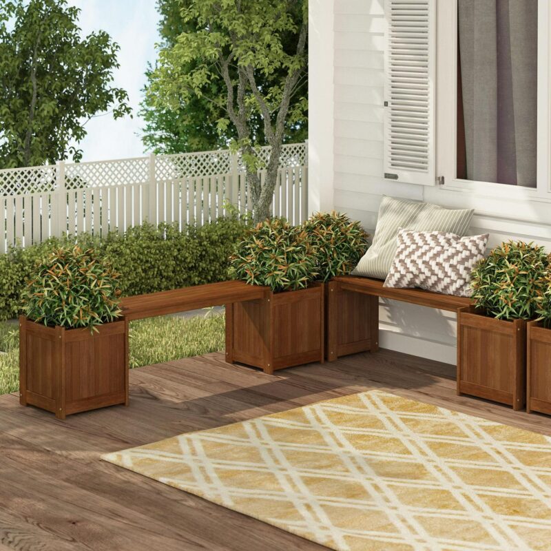 Furinno 11  x 72  x 18  Brown Wood Planter Box - Image 8
