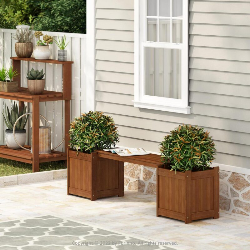 Furinno 11  x 72  x 18  Brown Wood Planter Box