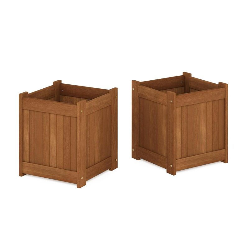 Furinno 15  x 15  x 18  Brown Wood Planter Boxes (2 Pack)
