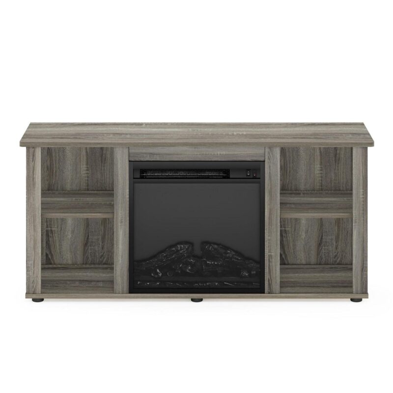 Furinno Jensen 55 Inch TV Stand with Fireplace, French Oak Grey - Image 4