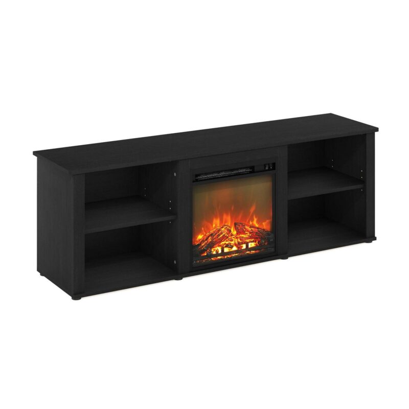 Furinno Montale 70 Inch TV Stand with Fireplace, Americano - Image 4