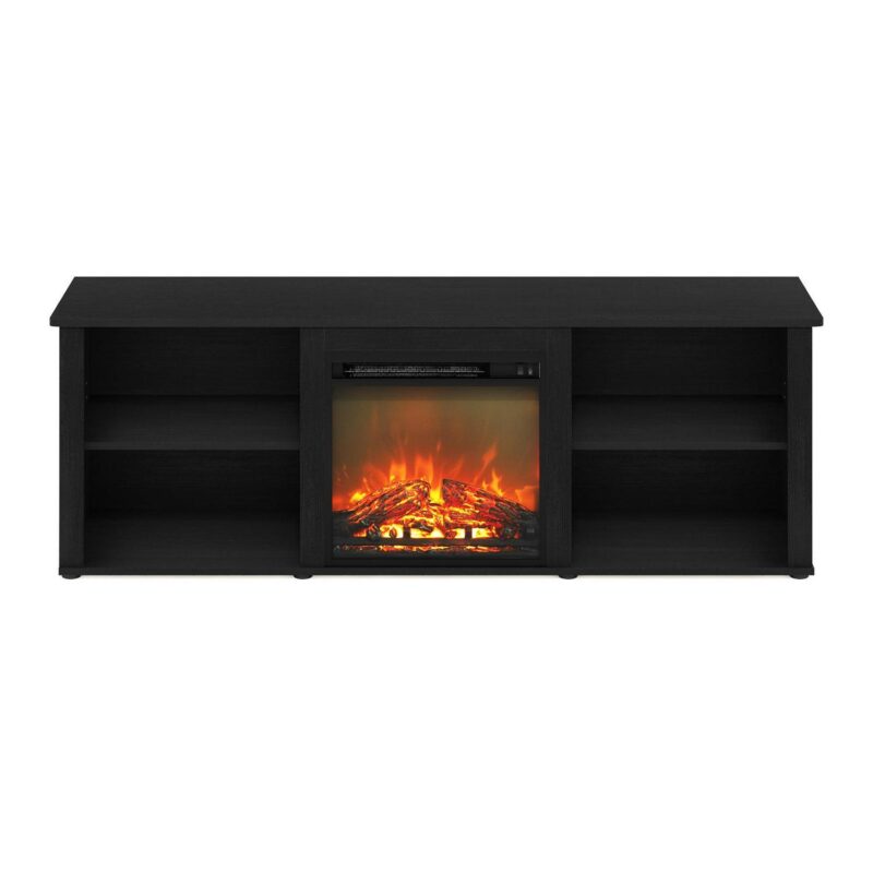 Furinno Montale 70 Inch TV Stand with Fireplace, Americano - Image 2