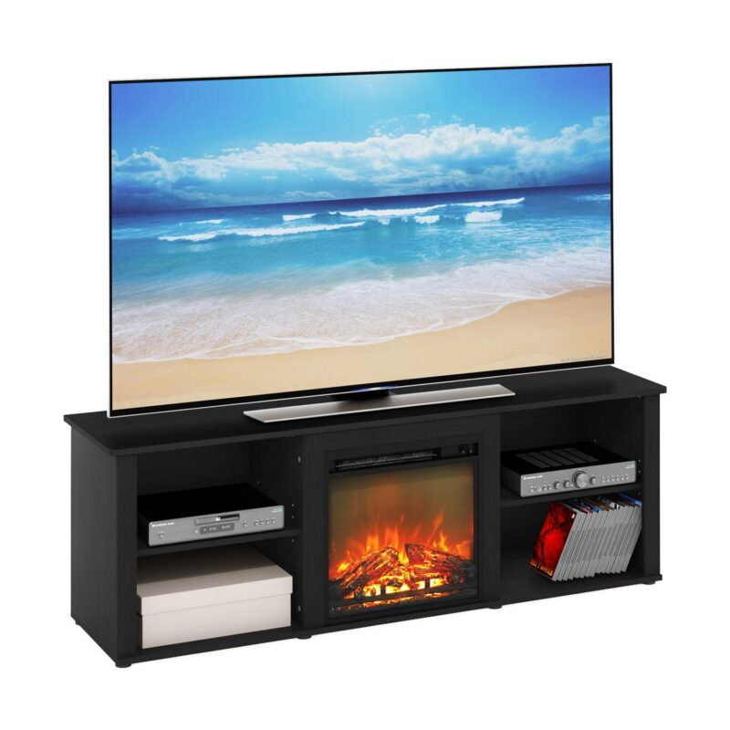 Furinno Montale 70 Inch TV Stand with Fireplace, Americano - Image 7