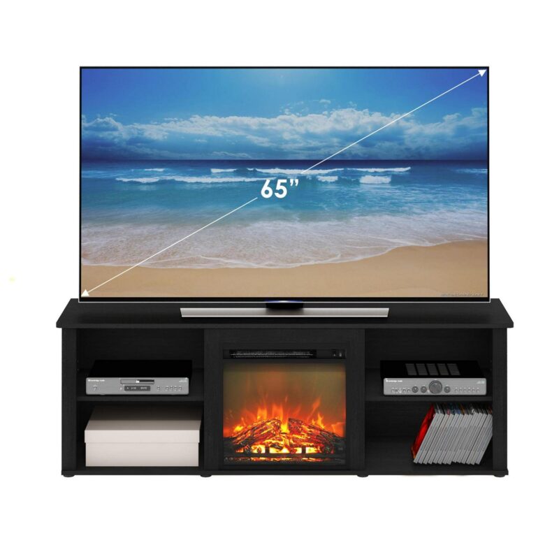 Furinno Montale 70 Inch TV Stand with Fireplace, Americano - Image 3