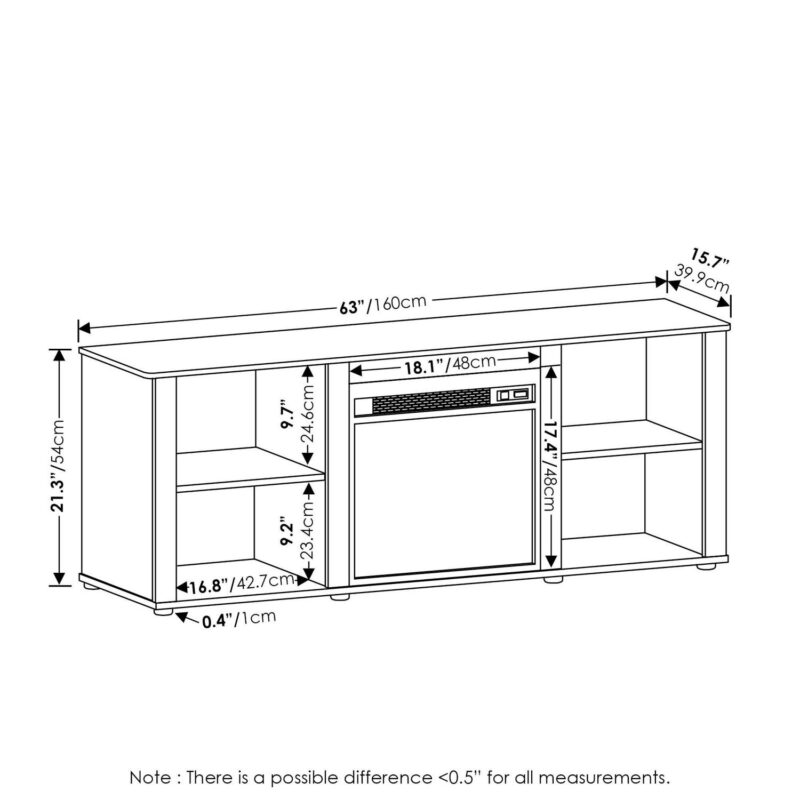 Furinno Montale 70 Inch TV Stand with Fireplace, Americano - Image 5
