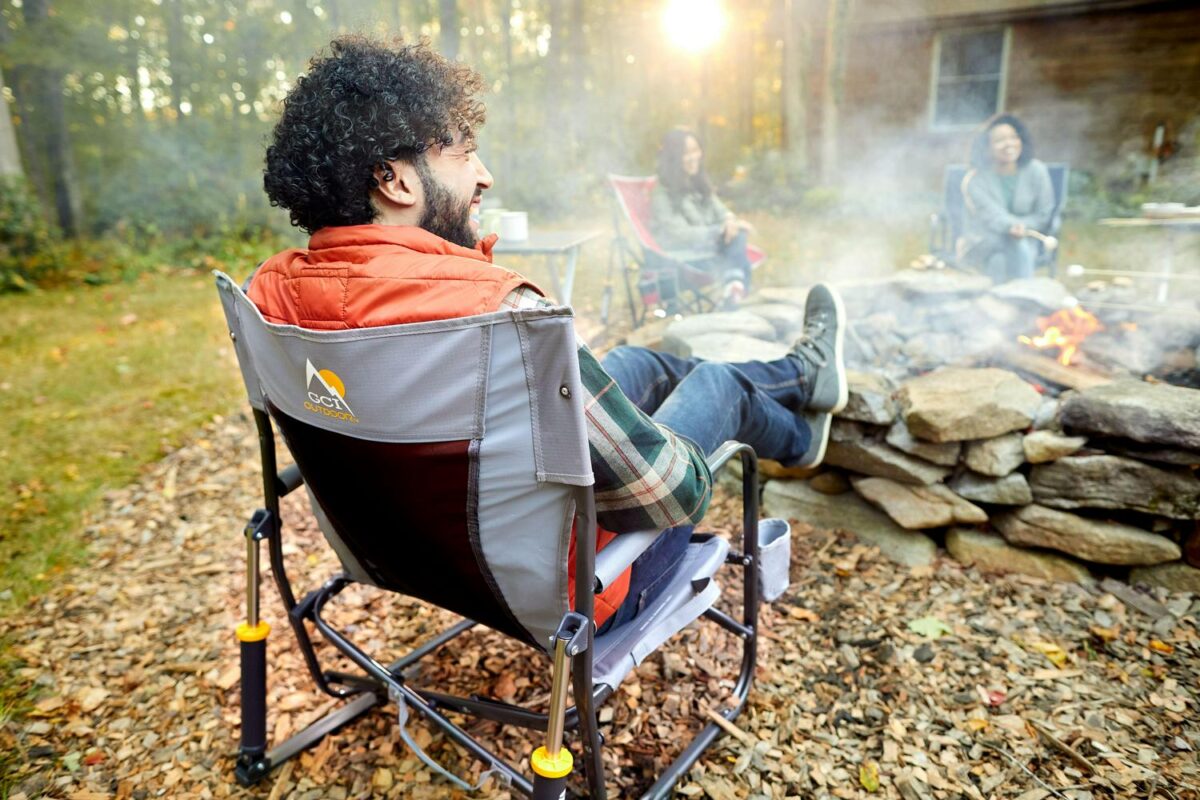 GCI Outdoor FirePit Rocker Low Profile Rocking Camping Chair, Pewter Gray - Image 4