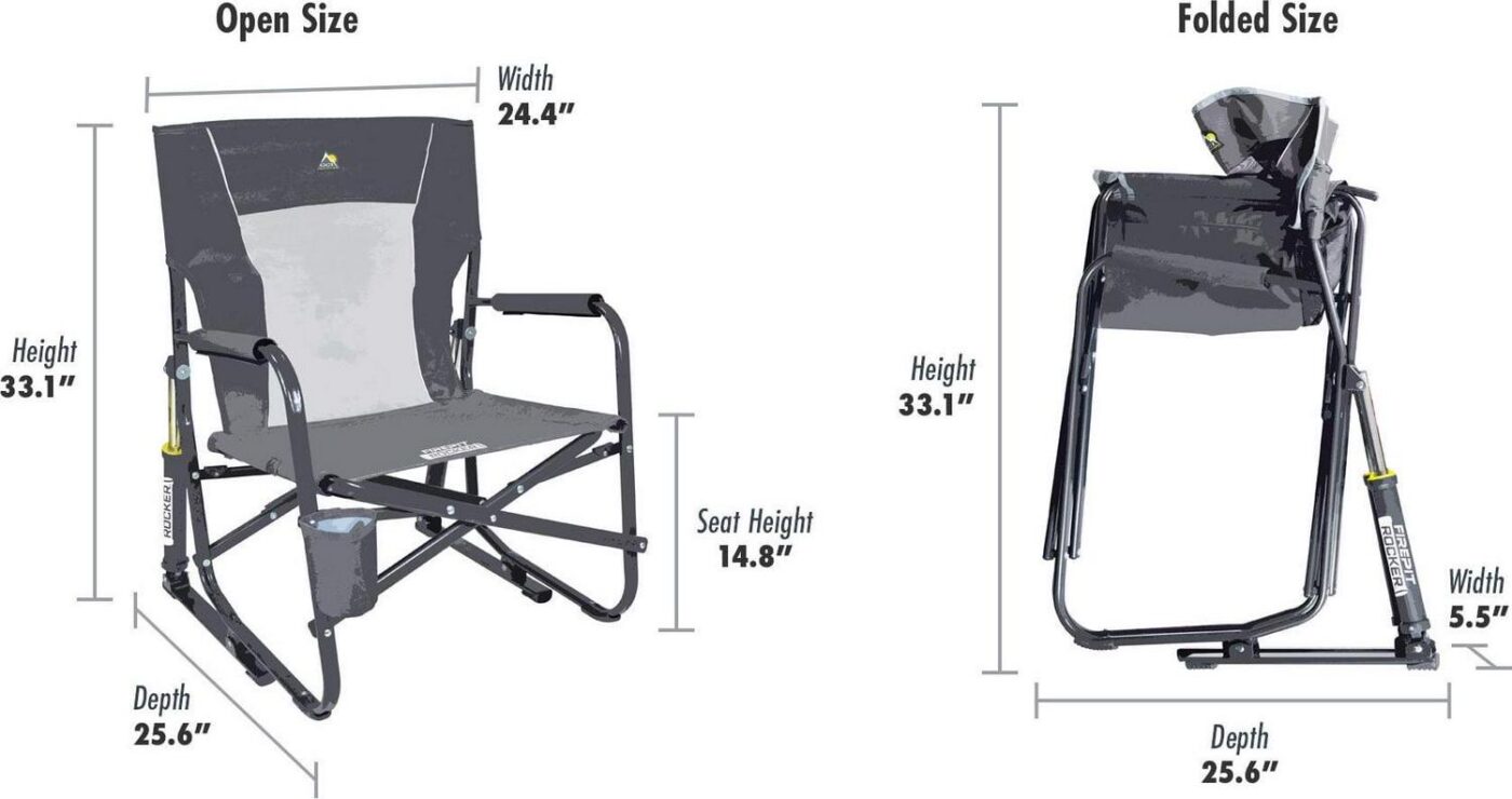 GCI Outdoor FirePit Rocker Low Profile Rocking Camping Chair, Pewter Gray - Image 2