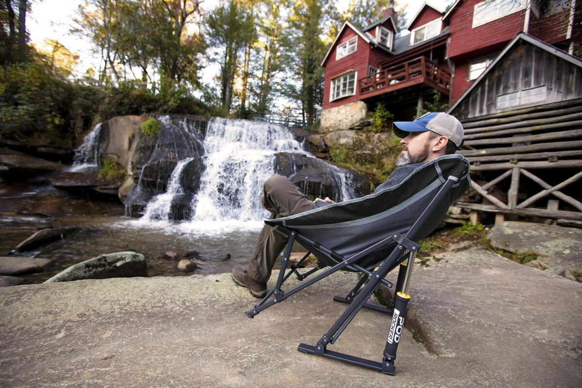 GCI Outdoor Pod Rocker Foldable Rocking Camp Chair, Black - Image 5