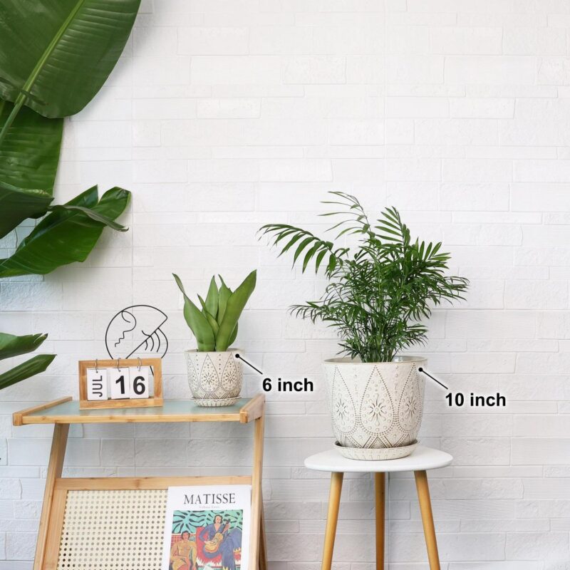Gepege 10 Inch Plant Pot, Ceramic Planter with Drainage Holes and Saucers for Indoor Plants, Large Outdoor Flower Pot Garden Pot - Image 5