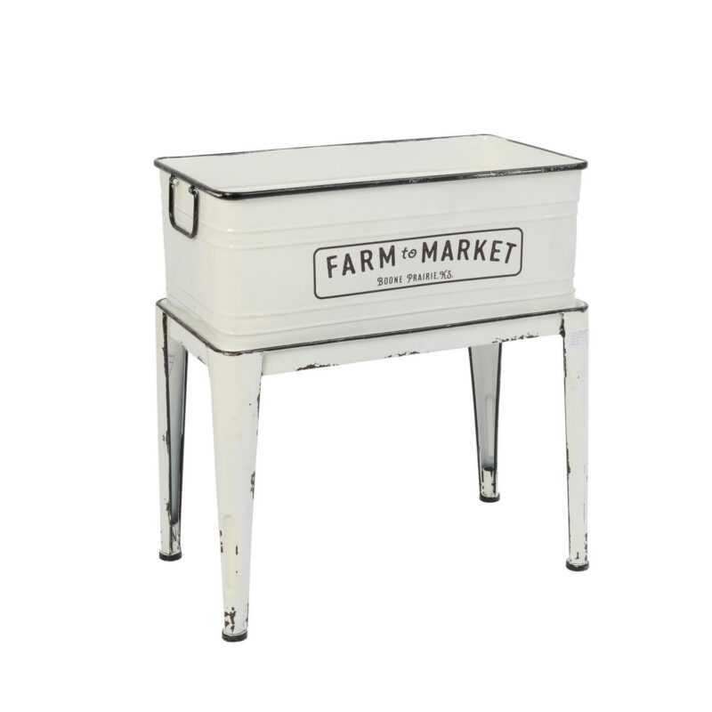 Gerson 22.8 in. Antique Farmhouse White Metal Planter