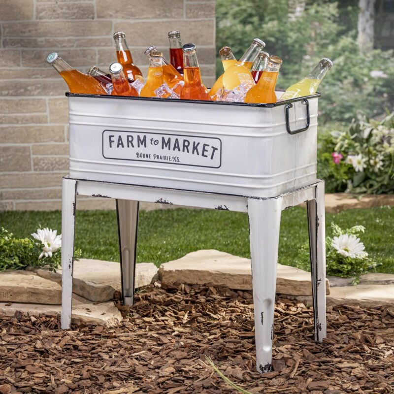 Gerson 22.8 in. Antique Farmhouse White Metal Planter - Image 2