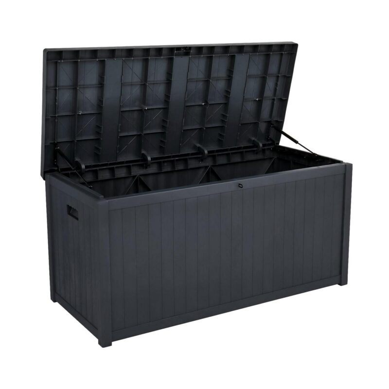GoDecor 113gal Plastic Deck Storage Container Box Lockable Seat Waterproof Black - Image 6