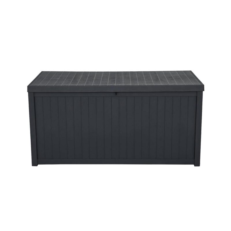 GoDecor 113gal Plastic Deck Storage Container Box Lockable Seat Waterproof Black - Image 8