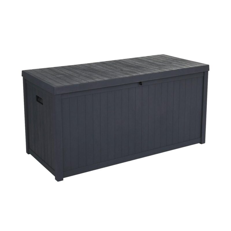 GoDecor 113gal Plastic Deck Storage Container Box Lockable Seat Waterproof Black - Image 7