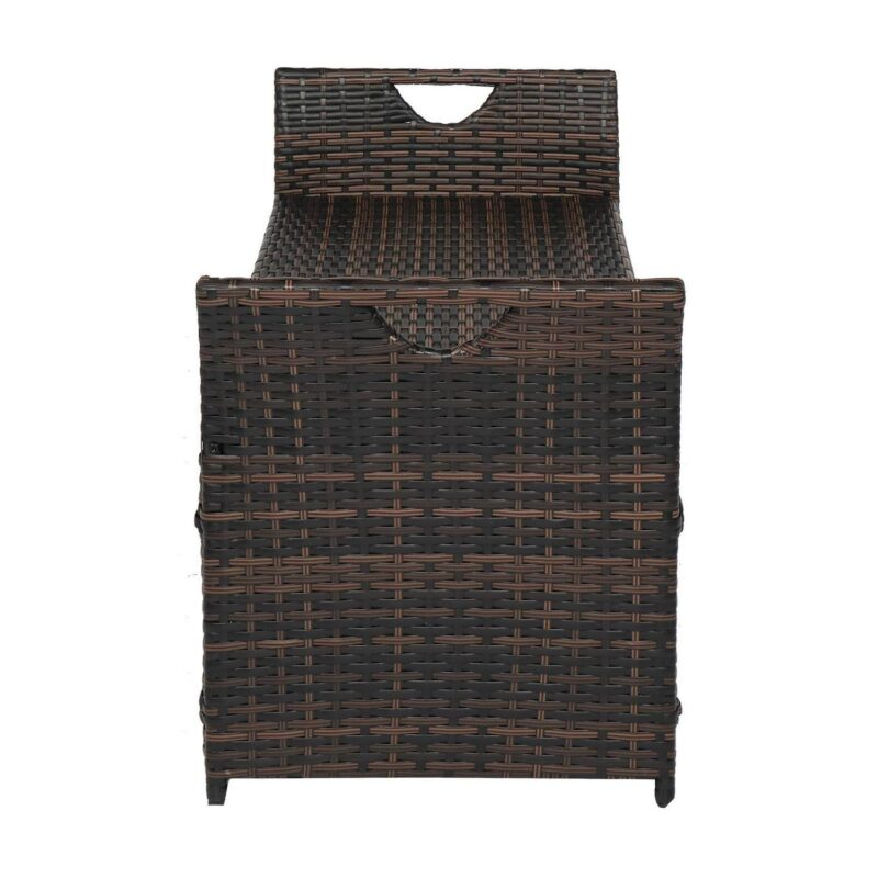 GoDecor 33 Gal Outdoor Storage Bench Deck Box Wicker, Rattab Container for Indoor and Outdoor w/ Cushion, Beige - Image 4