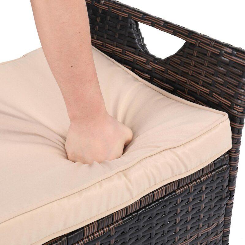 GoDecor 33 Gal Outdoor Storage Bench Deck Box Wicker, Rattab Container for Indoor and Outdoor w/ Cushion, Beige - Image 9