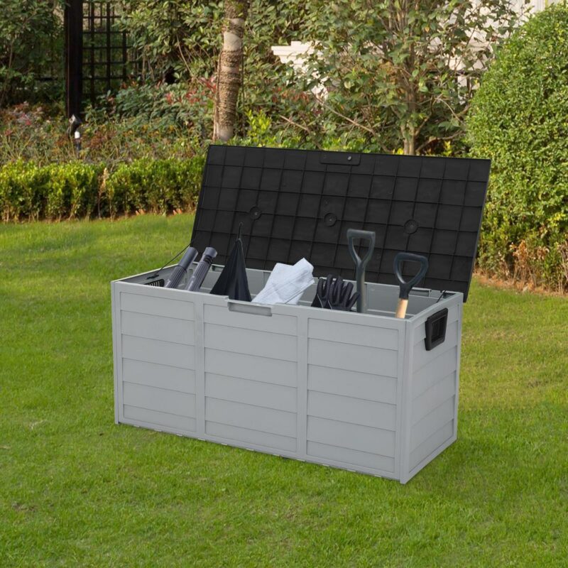 GoDecor 75gal Storage Deck Box Chest Tools Cushions Toys Lockable Seat Black - Image 11