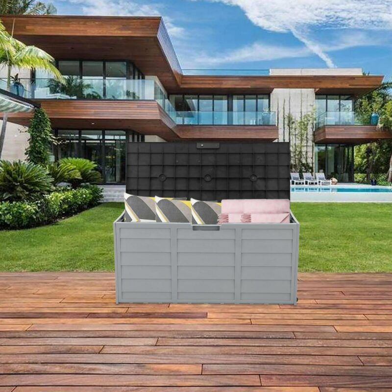 GoDecor 75gal Storage Deck Box Chest Tools Cushions Toys Lockable Seat Black - Image 4