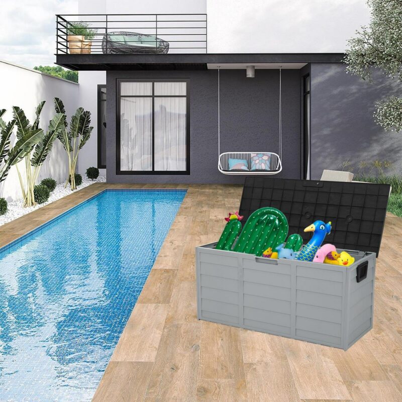 GoDecor 75gal Storage Deck Box Chest Tools Cushions Toys Lockable Seat Black - Image 3