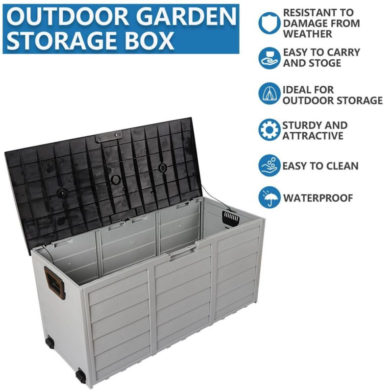GoDecor 75gal Storage Deck Box Chest Tools Cushions Toys Lockable Seat Black - Image 9