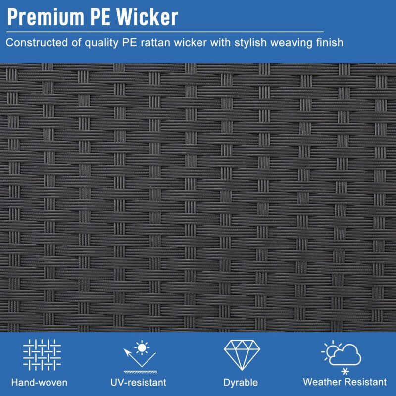 GoDecor Premium 132-Gallon Black Waterproof Wicker Storage Box - Stylish Outdoor Organizer, Large Rattan Deck Box, Black - Image 7