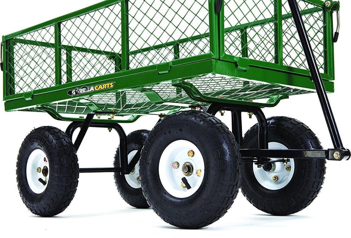 Gorilla Carts GOR400 400-lb. Steel Mesh Garden Cart with 10  Tires - Image 4