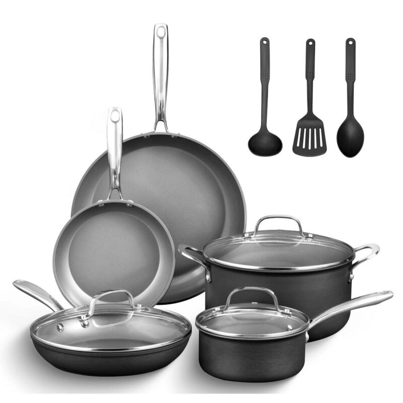 Granitestone Diamond Pro Nonstick Pots and Pans 13 Piece Kitchen Cookware Set Skillet Saucepan Gray