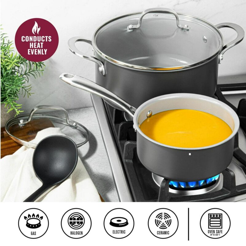 Granitestone Diamond Pro Nonstick Pots and Pans 13 Piece Kitchen Cookware Set Skillet Saucepan Gray - Image 7