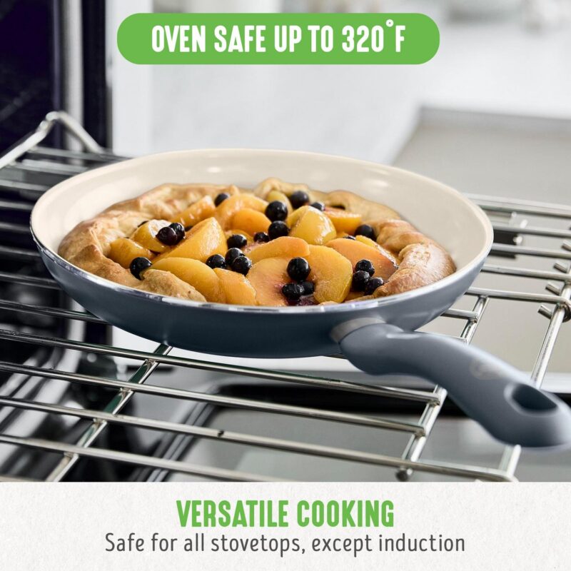 GreenLife 18-Piece Soft Grip Toxin-Free Healthy Ceramic Non-Stick Cookware Set, Gray, Dishwasher Safe - Image 10
