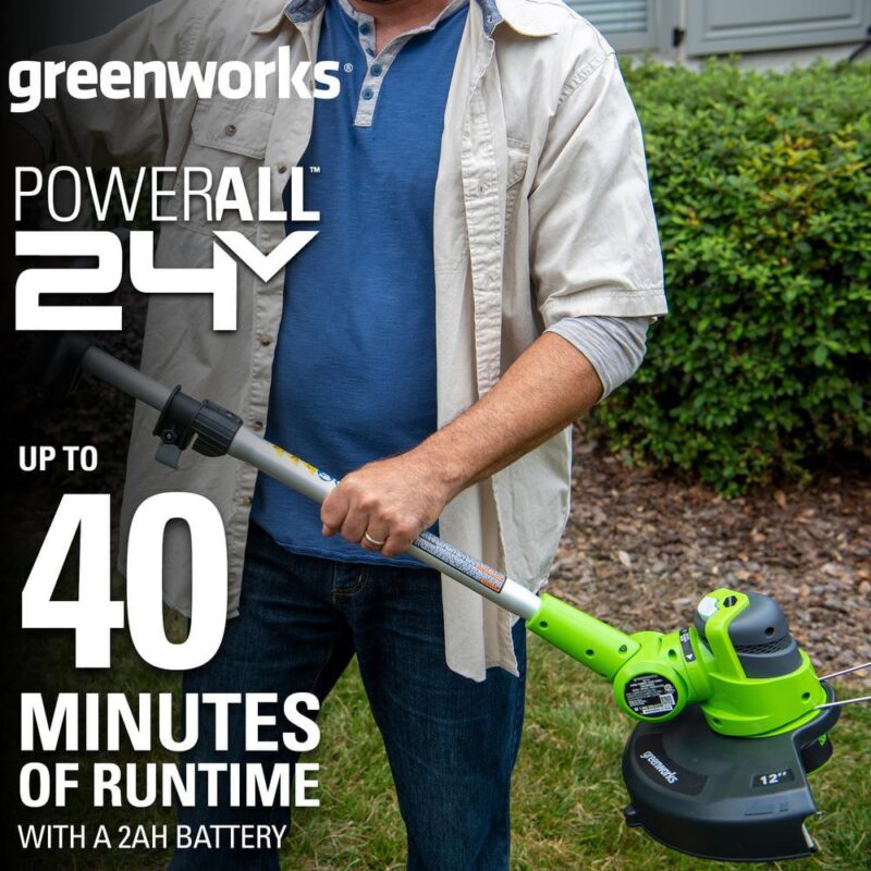 Greenworks 24V 12  Cordless String Trimmer/Edger with 2.0 Ah USB Battery and Charger 2117902AZVT - Image 5
