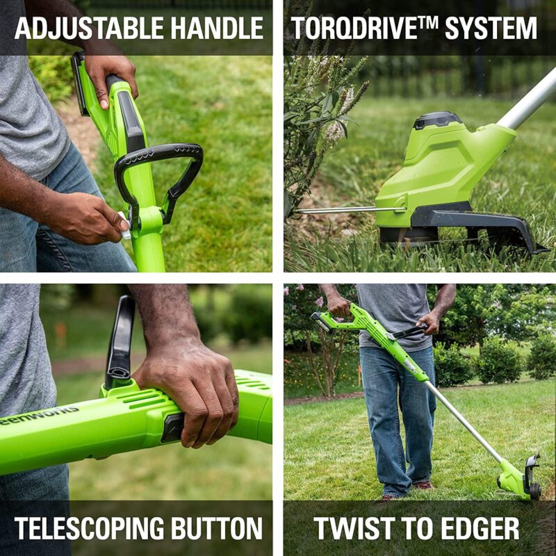 Greenworks 24V 12-inch TORQDRIVE String Trimmer with 2Ah USB Battery and Charger, 2104502AZ - Image 4