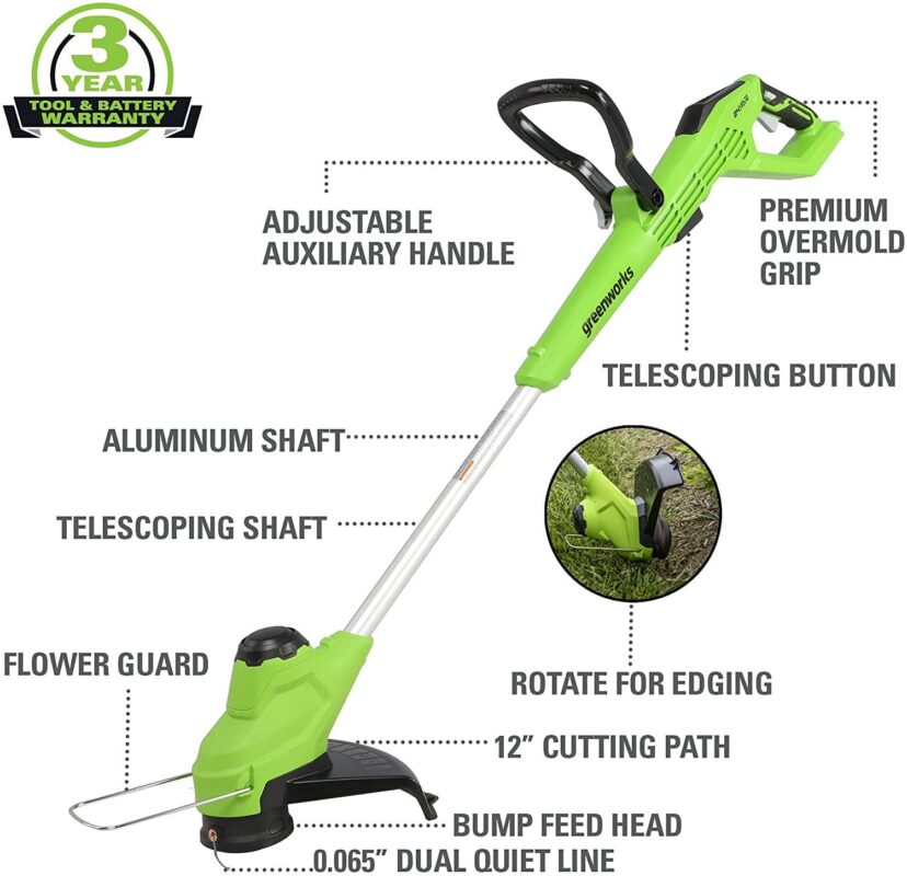 Greenworks 24V 12-inch TORQDRIVE String Trimmer with 2Ah USB Battery and Charger, 2104502AZ - Image 2