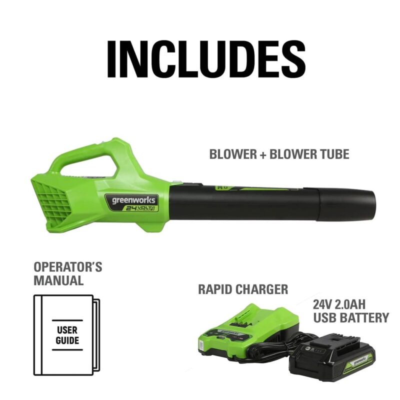 Greenworks 24V Cordless Axial Blower (90 Mph / 320 Cfm) with 2Ah USB Battery and Charger 2415702 - Image 11