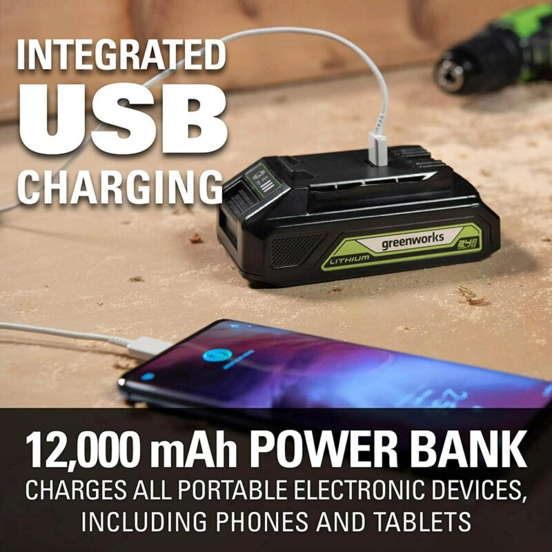 Greenworks 24V Cordless Axial Blower (90 Mph / 320 Cfm) with 2Ah USB Battery and Charger 2415702 - Image 10