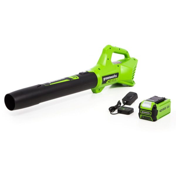 Greenworks 40V 350 CFM at 100 Mph Leaf Blower with 2.0 Ah Battery and Charger 2412002