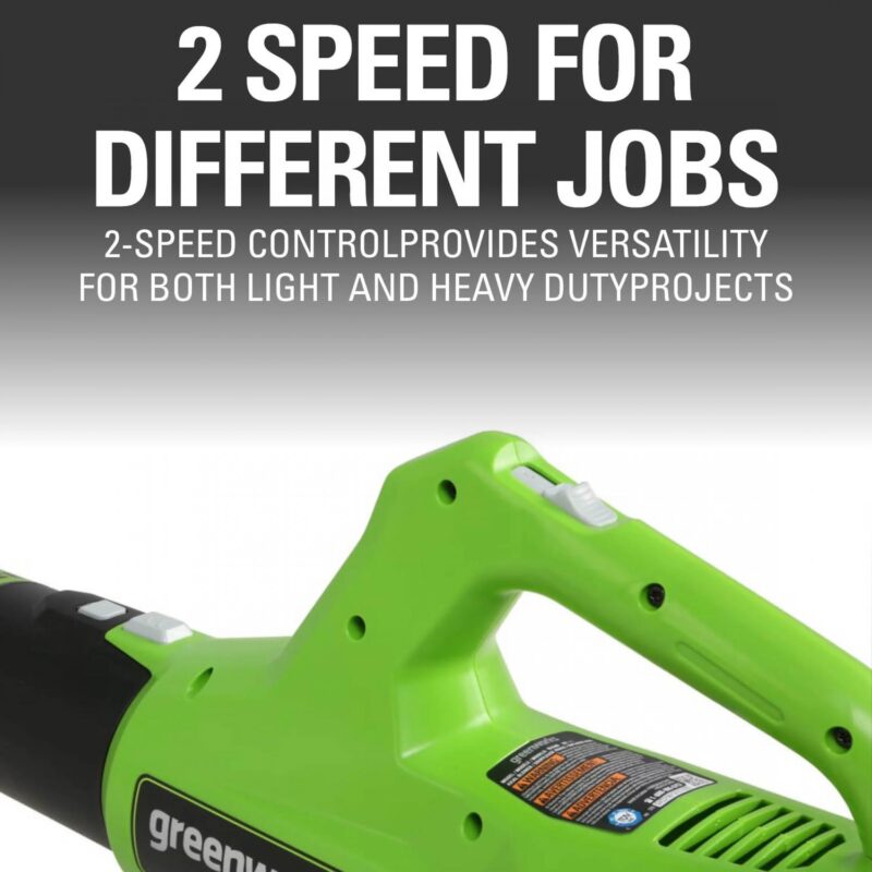 Greenworks 40V 350 CFM at 100 Mph Leaf Blower with 2.0 Ah Battery and Charger 2412002 - Image 6