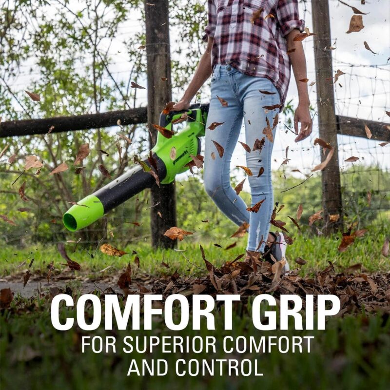 Greenworks 48V Brushless 515a CFM 125MPH Leaf Blower + 2 (24V) 2.0Ah Batteries and 4A Dual Port Charger - Image 8